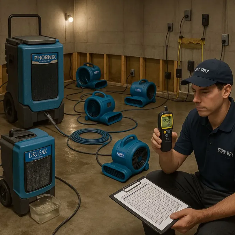 Structural Drying and Dehumidification process in Desert View Highlands, CA